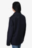 Hermes Navy Wool Double Breasted Coat Size 48