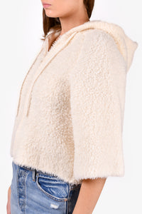 Christian Dior FW22/23 Cream Wool Blend Cropped Boxy 'J'adior' Hooded Jacket Size 4