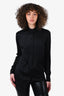 Gucci Black Monogram Silk Crepe Button-Up Shirt Size 38