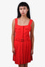 Alexander McQueen Red Pleated Tank Dress with Belt Size 36