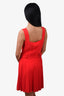 Alexander McQueen Red Pleated Tank Dress with Belt Size 36