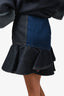 Alexander McQueen Blue Denim Floral Tiered Skirt Size 44