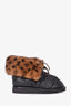 Louis Vuitton Monogram Mink Black Leather Moon Boots Estimated Size 40