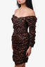 Nicholas Brown/Black Leopard Puff Mini Belted Dress Size 2