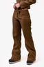 Diane von Furstenberg Brown Linen Cropped Moto Jacket + Straight Leg Pants Set Size 6