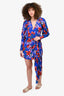 Magda Butrym Blue Silk Floral Asymmetrical Dress Size 34