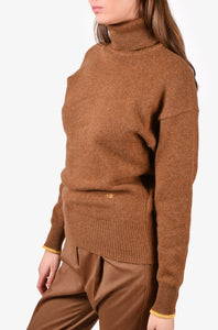 Victoria Beckham Brown Cashmere Turtleneck Sweater Size XS