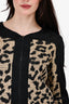 St. John Black Metallic Leopard Patterned Zip-Up Jacket Size 4