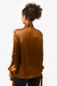 Saint Laurent Bronze Silk Neck Tie Blouse Size 42