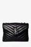 Saint Laurent 2017 Black Leather Medium Chevron Loulou Shoulder Bag
