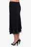 Escada Black Silk Layered Ruffle Midi Skirt Size 44