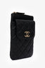 Chanel 2019 Black Quilted Lambskin Leather Phone Crossbody with Detachable Wallet