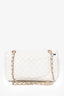 Pre-loved Chanel™ 2008/09 White Quilted Leather Limited Edition Valentine Charm Medium Flap Bag