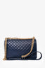 Pre-loved Chanel™ 2017/18 Navy Blue Quilted Lambskin Leather Large Boy Bag