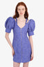 Ganni Purple Zip-up Short-sleeve Dress Size 36