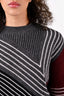 Stella McCartney Grey/Red Wool Striped Asymmetrical Sweater Size 38