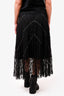 Sandro Black Midi Pleated Skirt with Black Lace Overlay Size 2