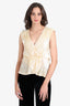 Alice + Olivia Beige Sequin V-Neck Sleeveless Top Size S