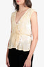 Alice + Olivia Beige Sequin V-Neck Sleeveless Top Size S