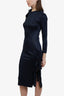 Jonathan Simkhai Navy Blue Knot Side Details Crew Long Dress Size XS