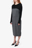 Max Mara Grey/Black Wool Long Dress Size 14