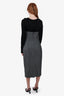 Max Mara Grey/Black Wool Long Dress Size 14
