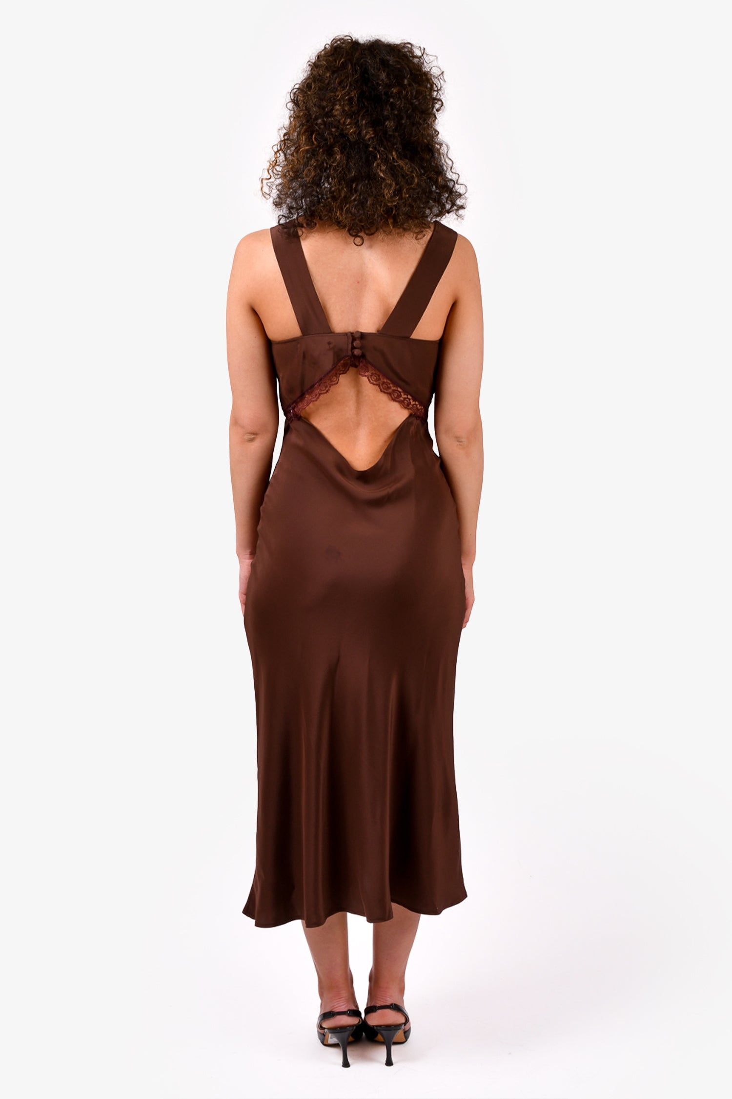 Reformation Brown Silk Lace Detailed 'Provence' Dress Size XS Mine & Yours Reformation Brown Silk Lace Detailed 'Provence' Dress Size XS Mine & Yours