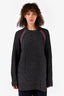 T by Alexander Wang Grey Wool Pink Stitch Cable Knit Sweater Size XS