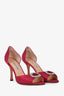 Manolo Blahnik Dark Pink Satin Leather Crystal Buckle Heels Size 38