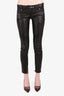 Balmain Black Leather Straight Leg Pants Size 36