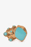 Yves Saint Laurent Gold Tone/Turquoise Arty Cocktail Ring Size 4