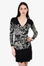 Diane von Furstenberg Black/White Wool Patterned Belted Cardigan Size S