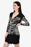 Diane von Furstenberg Black/White Wool Patterned Belted Cardigan Size S