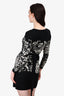 Diane von Furstenberg Black/White Wool Patterned Belted Cardigan Size S