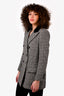 Saint Laurent 2023 Black/White Houndstooth Wool Double Breasted Blazer Jacket Size 38