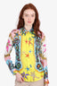 Versace Yellow/Multicolor Silk Printed Long-Sleeve Shirt Size 38