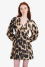 Ganni Leopard-print Linen-silk Blend Midi Dress Size 36