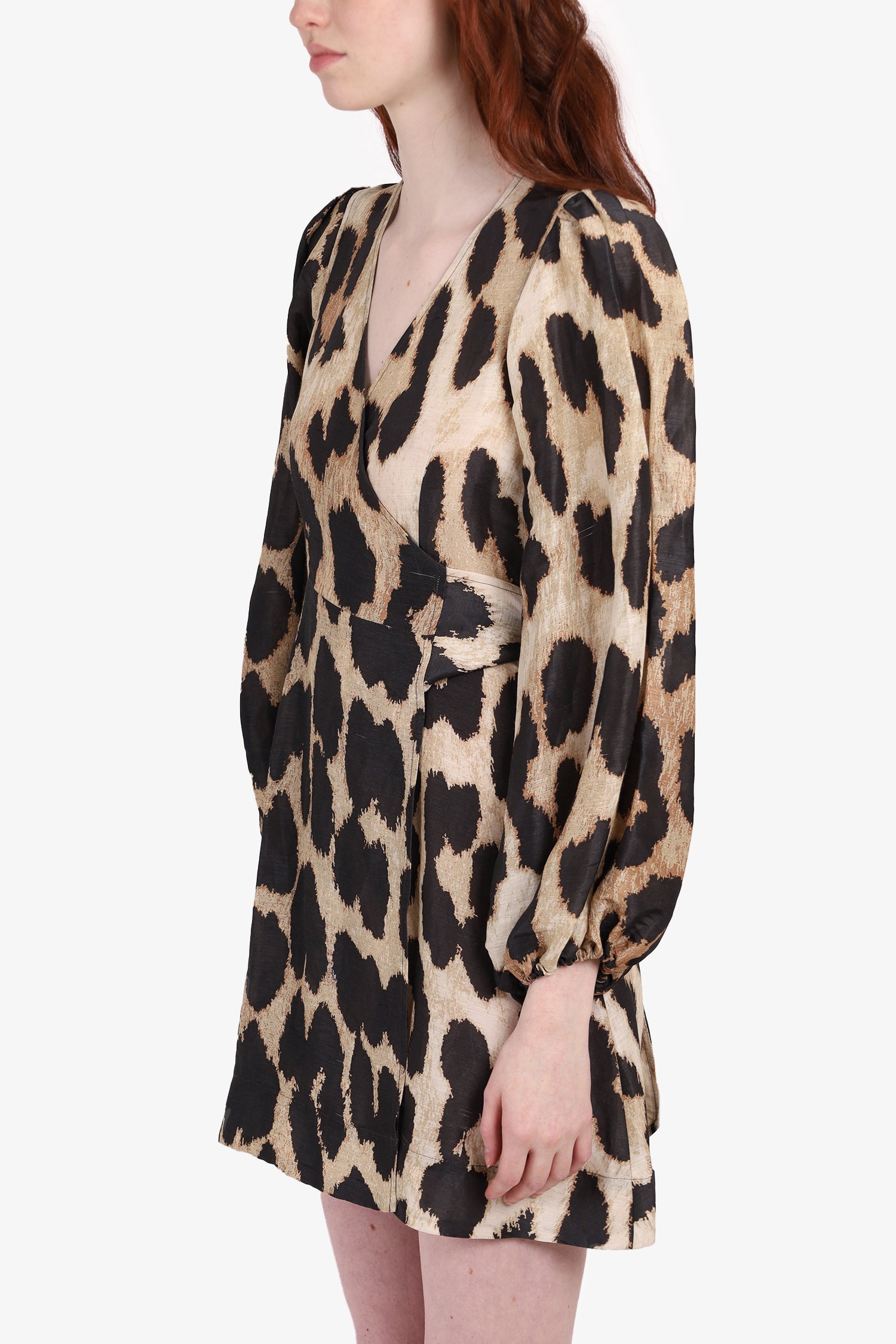 Ganni Leopard-print Linen-silk Blend Midi Dress Size 36 Ganni Leopard-print Linen-silk Blend Midi Dress Size 36