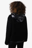 Moose Knuckles Black Shearling 3/4 Zip Drawstring Hooded Jacket with Shiny Detail Size S