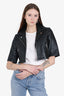 Maje Black Leather Short Biker Jacket size 38