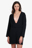 Jil Sander Black Wool Long Sleeve V Neck Short Dress Size 40