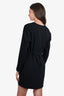 Jil Sander Black Wool Long Sleeve V Neck Short Dress Size 40