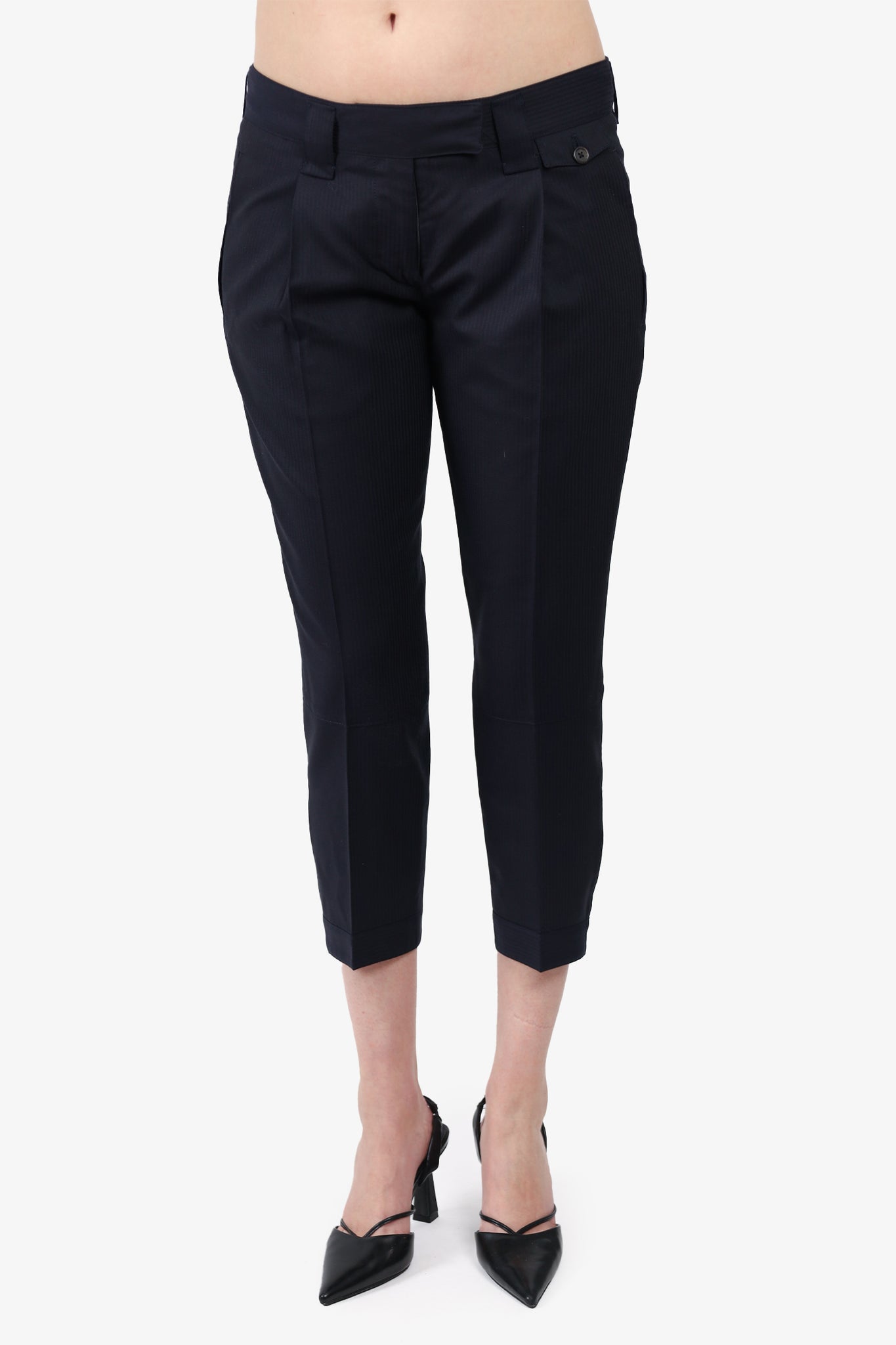 Prada Wool Black Capri with Button Pants size 42 – Mine & Yours