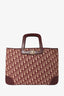 Christian Dior Vintage 1970's Beige/Red Oblique Flat Tote Bag