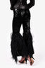 Saint Laurent Black Sequin/Ostrich Feather Flare Pants Size 36