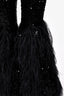 Saint Laurent Black Sequin/Ostrich Feather Flare Pants Size 36