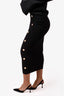 Balmain Black Knit Gold Buttoned Midi Skirt Size 34