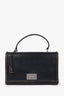 Prada Black/Brown Leather Silver Tone Buckle Flap Bag