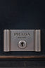 Prada Black/Brown Leather Silver Tone Buckle Flap Bag