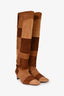Staud Brown Suede Leather Patchwork 'Wally' Boots Size 38